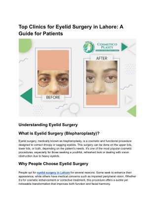 Top Clinics for Eyelid Surgery in Lahore_ A Guide for Patients