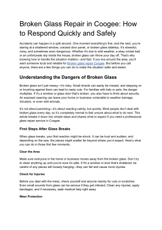 Broken Glass Repair in Coogee_ How to Respond Quickly and Safely
