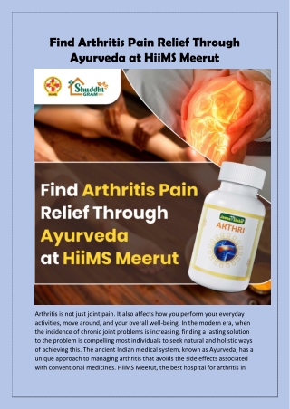 Find Arthritis Pain Relief Through Ayurveda at HiiMS Meerut