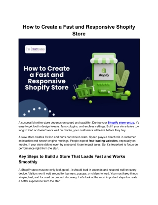 A Comprehensive Guide to Building a Fast Shopify Store