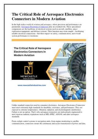 The Critical Role of Aerospace Electronics Connectors in Modern Aviation