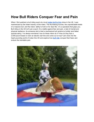 How Bull Riders Conquer Fear and Pain
