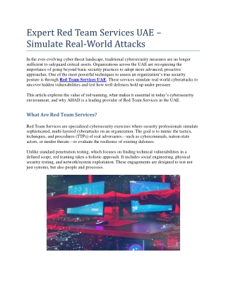 expert red team services uae simulate real world