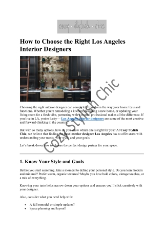 How to Choose the Right Los Angeles Interior Designers