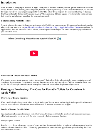 Leasing vs Buying: The Case for Portable Toilets for Events in Apple Valley