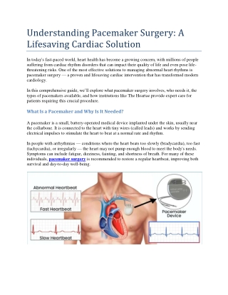 Understanding Pacemaker Surgery A Lifesaving Cardiac Solution