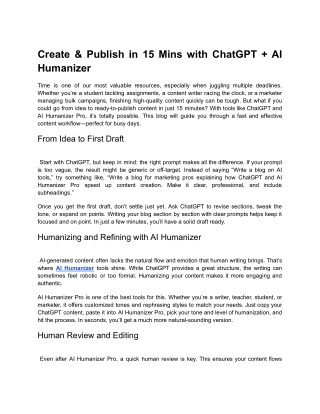 Create & Publish in 15 Mins with ChatGPT   AI Humanizer