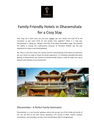 Family-Friendly Hotels in Dharamshala – Tiaraa Jujurana
