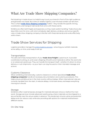 E - What are Trade Show Shipping Companies