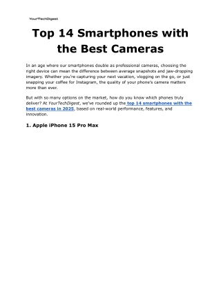 Top 14 Smartphones with the Best Cameras