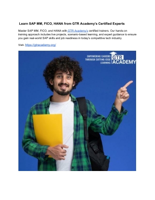 Learn SAP MM, FICO, HANA from GTR Academy’s Certified Experts