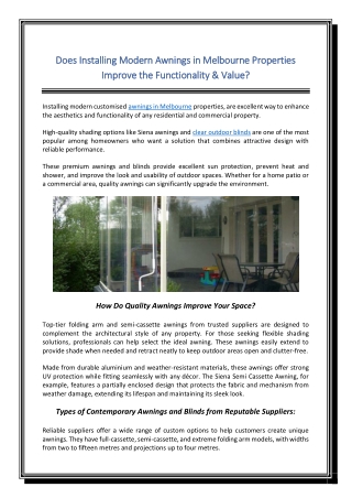 does installing modern awnings in melbourne