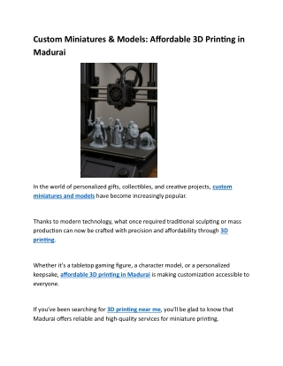 custom miniatures models affordable 3d printing