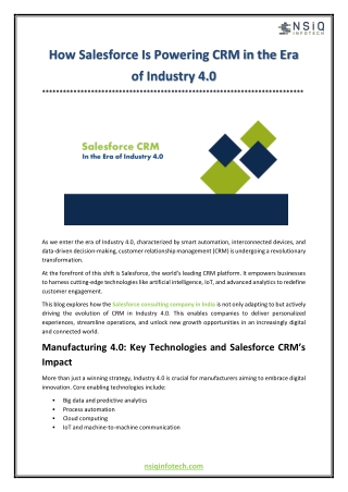 How Salesforce Is Powering CRM in the Era of Industry 4.0