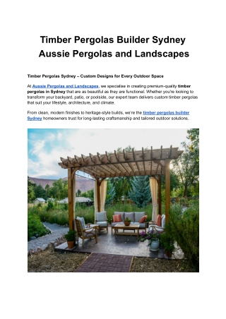 Timber Pergolas Builder Sydney|Aussie Pergolas and Landscapes