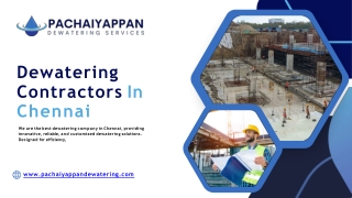 Expert dewatering contractors in chennai - Pachaiyappan Dewatering
