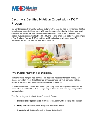 Become a Certified Nutrition Expert with a PGP Program