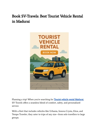 Book SV-Travels_ Best Tourist Vehicle Rental in Madurai