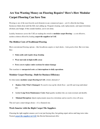 How Modular Carpet Flooring Can Save You