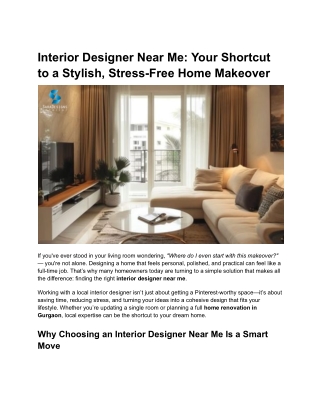 Interior Designer Near Me_ Your Shortcut to a Stylish, Stress-Free Home Makeover
