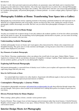 Photography Exhibits at Home: Transforming Your Space into a Gallery