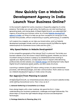 How Quickly Can a Website Development Agency in India Launch Your Business Online_