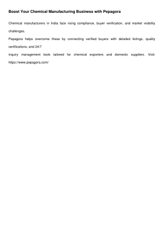 Chemical Manufacturing B2B Guide Pepagora