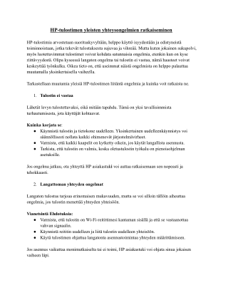 HP-tulostimen yleisten yhteysongelmien ratkaiseminen