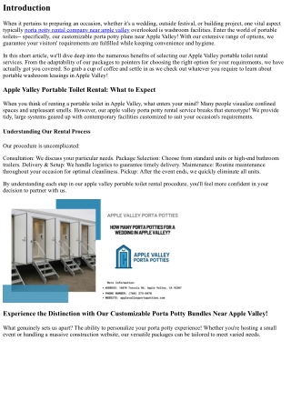 Experience the Difference with Our Adjustable Porta Potty Packages Near Apple Va