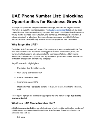 UAE Phone Number List: Unlocking Opportunities for Business Growth