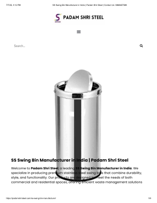 We’re trusted SS Swing Bin and Hot Pot Manufacturers in India, delivering qualit