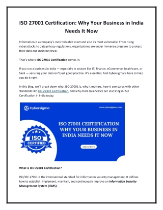 ISO 27001 Certification Why Your Business in India Needs It