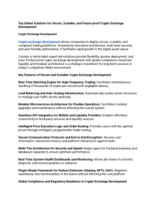 Top Global Solutions for Secure, Scalable, and Future-proof Crypto Exchange Development