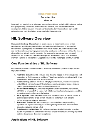 Hardware-in-the-Loop (HIL) software