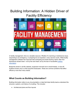 Building Information_ A Hidden Driver of Facility Efficiency