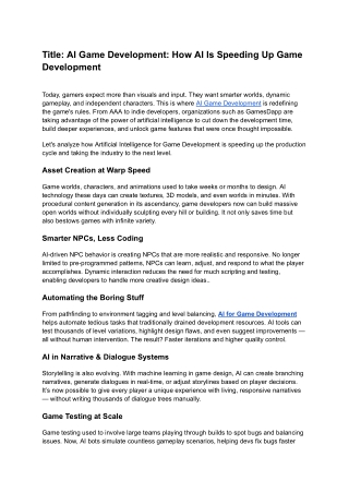 AI Game Development_ How AI Is Speeding Up Game Development