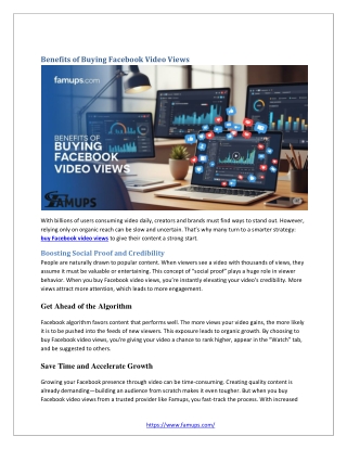 Benefits of Buying Facebook Video Views