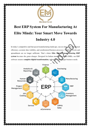 Best ERP System for Manufacturing in India | Elite Mindz