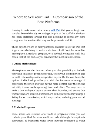 Where to Sell Your iPad – A Comparison of the Best Platforms