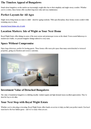 Find Top Detached Bungalow Listings