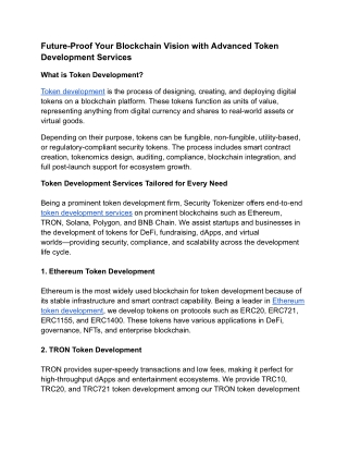 Future-Proof Your Blockchain Vision with Advanced Token Development Services
