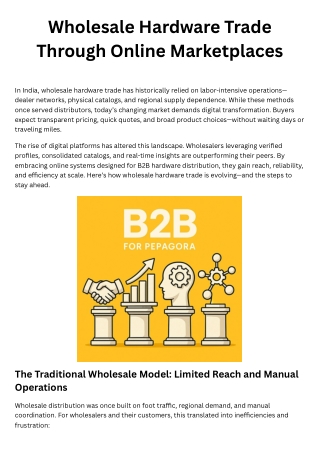 Wholesale Hardware Trade Through Online Marketplaces