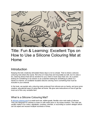 Fun & Learning_ Excellent Tips on How to Use a Silicone Colouring Mat at Home