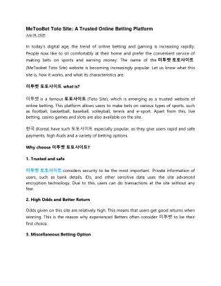 MeTooBet Toto Site A Trusted Online Betting Platform