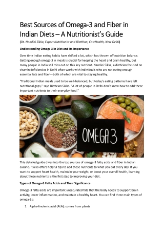 Best Sources of Omega-3 and Fiber in Indian Diets – A Nutritionist’s Guide