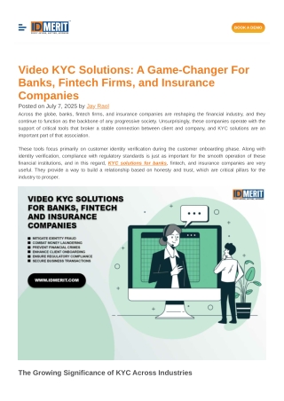Video KYC Solutions: A Game-Changer For Banks, Fintech Firms, and Insurance Comp