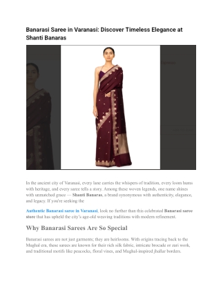 Banarasi Saree in Varanasi_ Discover Timeless Elegance at Shanti Banaras