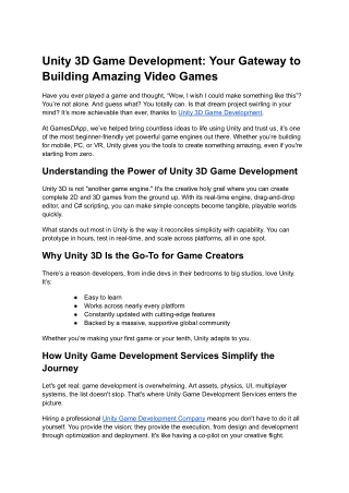 unity 3d game development your gateway