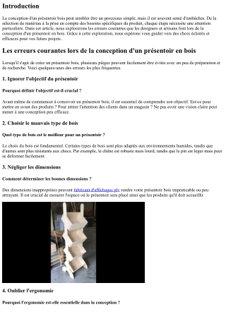 Les erreurs courantes lors de la conception d'un présentoir en bois