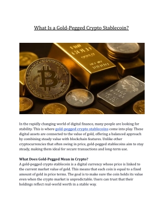 What Is a Gold-Pegged Crypto Stablecoin